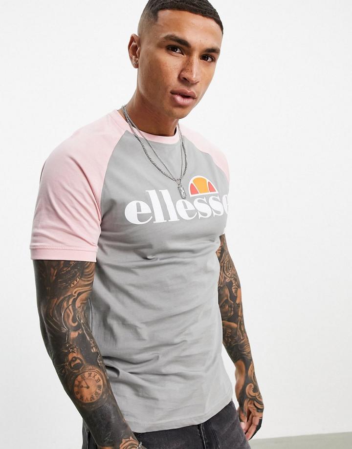 Ellesse Raglan Sleeve Logo T-shirt In Gray-grey