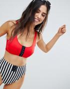Asos Mix And Match 'the' Crop Bikini Top With Hook And Eye - Red