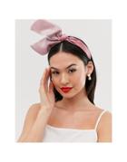 Asos Design Fascinator Headband With Statement Bow In Dusky Pink - Pink