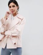 Asos Design Swing Button Trench - Pink