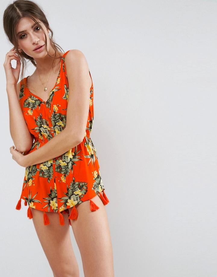 Asos Bright Tropical Pyjama Playsuit - Multi