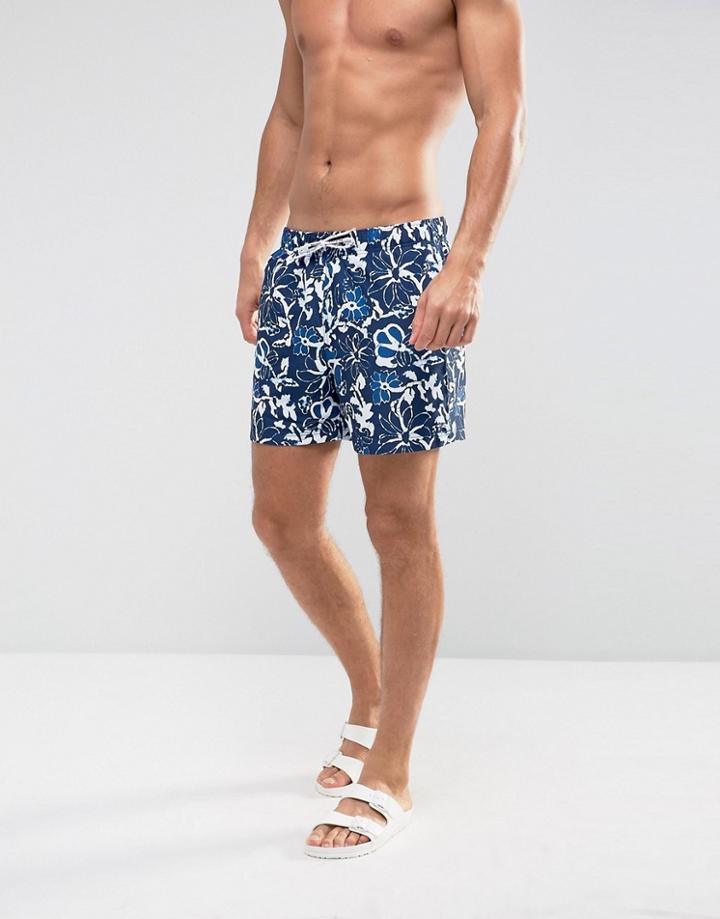 Tommy Hilfiger Swim Shorts Batik Flower Print In Blue - Blue