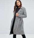 Missguided Tall Check Tie Waist Trench Coat - Multi