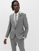 Twisted Tailor Super Skinny Suit Jacket In Cut And Sew Houndstooth-black