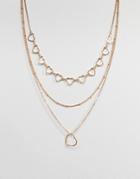 Asos Cut Out Heart Multirow Necklace - Gold