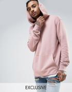 Mennace Drop Shoulder Hoodie In Washed Pink - Pink