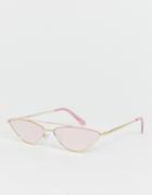 River Island Slim Cateye Sunglasses In Pink-gold