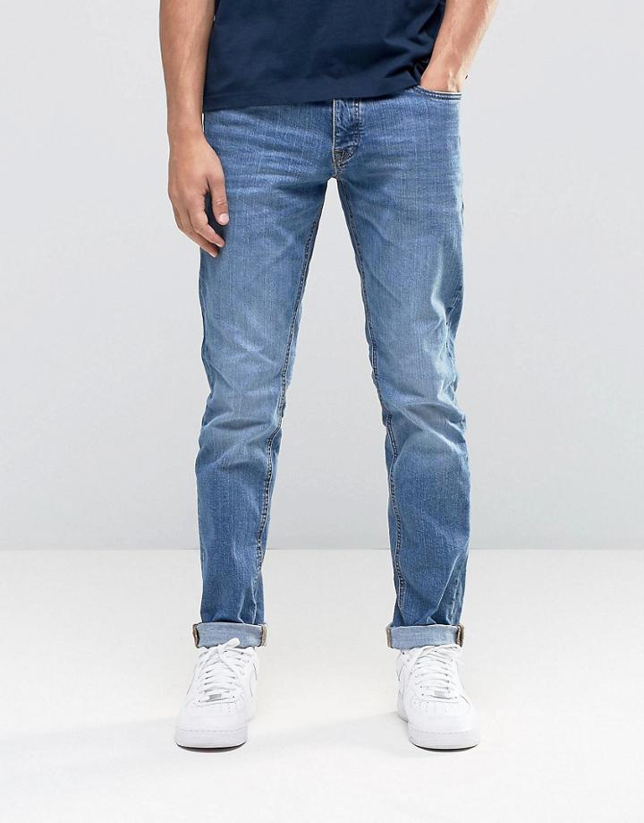 Jack & Jones Slim Fit Jeans In Light Blue Wash - Black