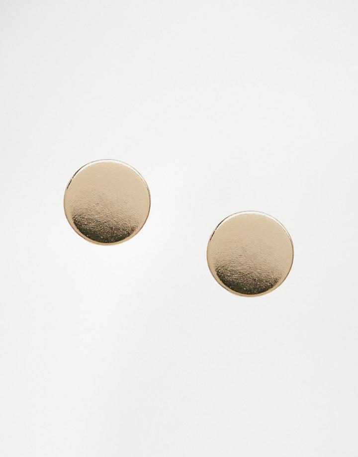 Asos Smooth Disc Stud Earrings - Gold