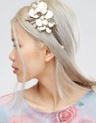 Asos Metal Flower Leaf Hair Crown - Gold