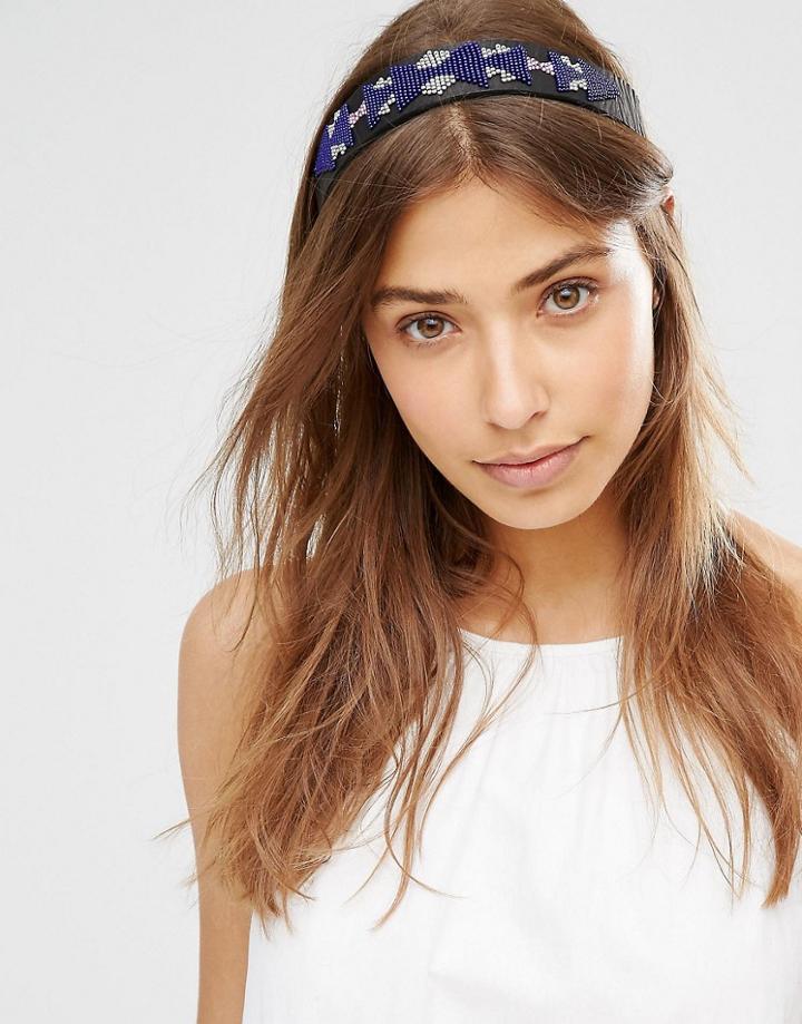 Made Beaded Headband - Black