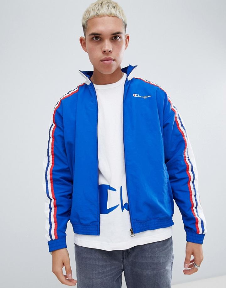 Champion Track Jacket With Logo Sleeve Print In Blue - Blue