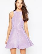 Ax Paris Kick Out Skater Dress In Iredescent - Lilac