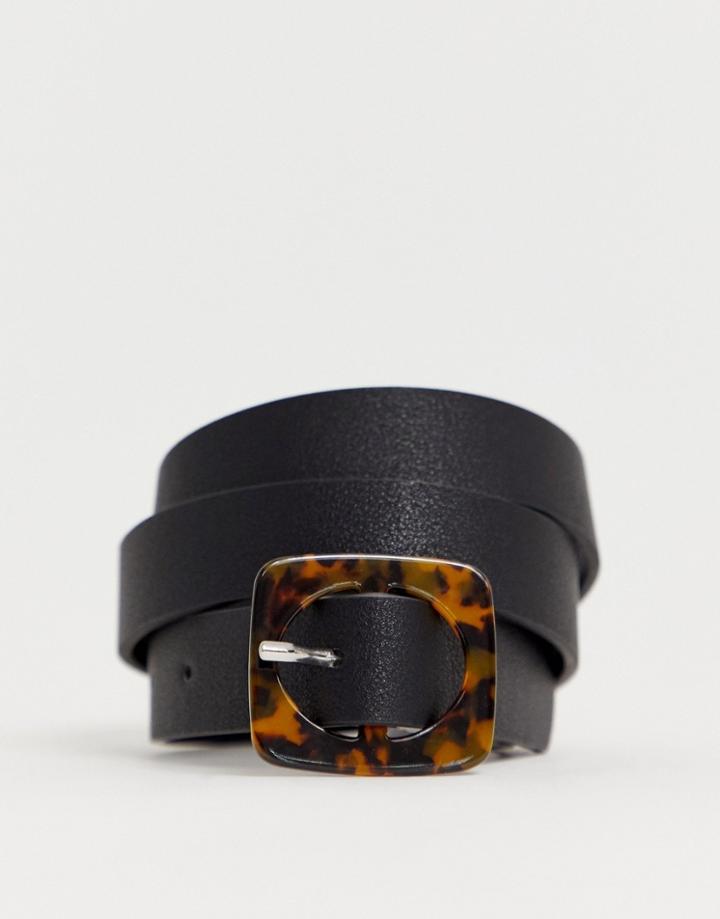 Pieces Tortoise Shell Buckle Belt - Black
