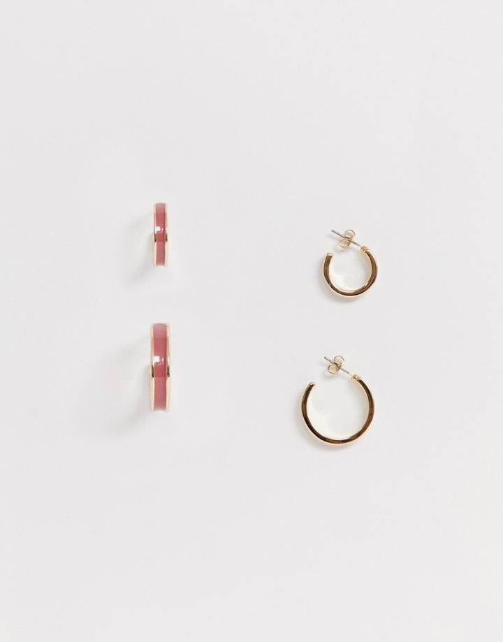 Pieces Hoop Earring Set-red