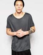 Asos T-shirt With Pleated Shoulder In Drape Bamboo Fabric - Plum Kitten