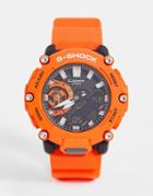 Casio G Shock Unisex Silicone Watch In Orange Ga-2200m-4aer-black