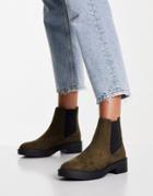 Asos Design Alford Chelsea Boots In Khaki-green