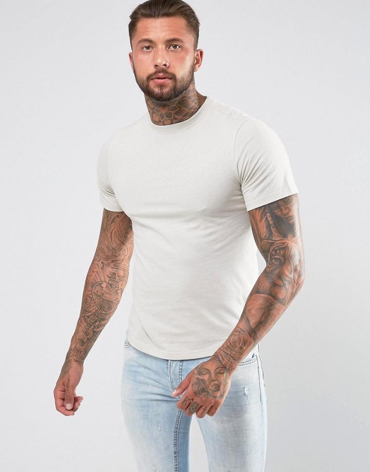 Another Influence Curved Hem T-shirt - Gray