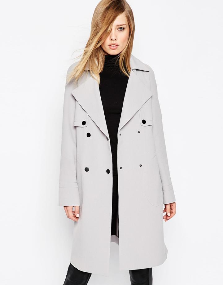 Asos Trench In Bonded Cloth - Mink