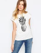 People Tree Organic Fairtrade Cotton T-shirt With Pineapple Motif - White
