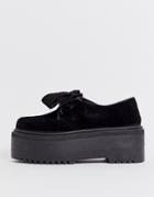 Asos Design Murray Chunky Lace Up Flat Shoes In Black - Black