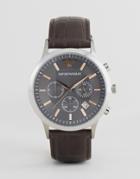 Emporio Armani Ar2513 Chronograph Leather Watch In Brown - Black