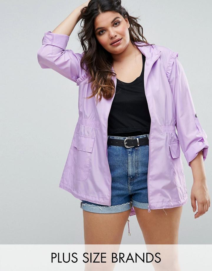 Brave Soul Plus Rave Frill Trench - Purple