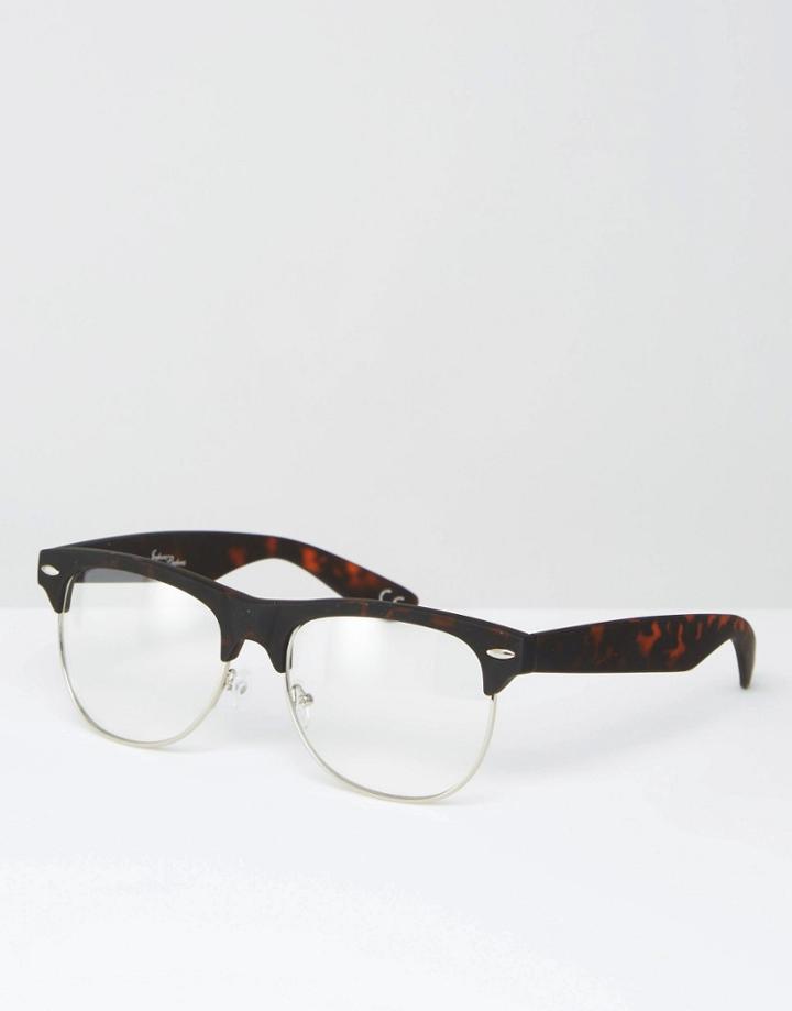 Jeepers Peepers Half Frame Clear Lens Glasses - Tort