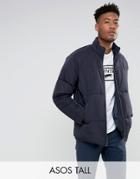 Asos Tall Puffer With Funnel Neck In Navy - Navy
