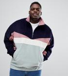Asos Design Plus Cord Windbreaker In Color Block - Green