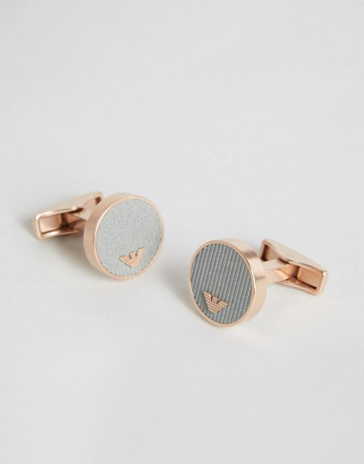 Emporio Armani Logo Cufflinks In Rose Gold - Gold