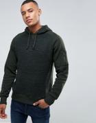 Brave Soul Overhead Textured Hoodie With Zip Detail - Green
