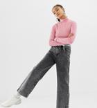 Collusion Wide Leg Jean In Washed Black - Black