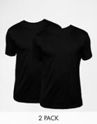 Asos T-shirt With Crew Neck 2 Pack Save 17% - Black
