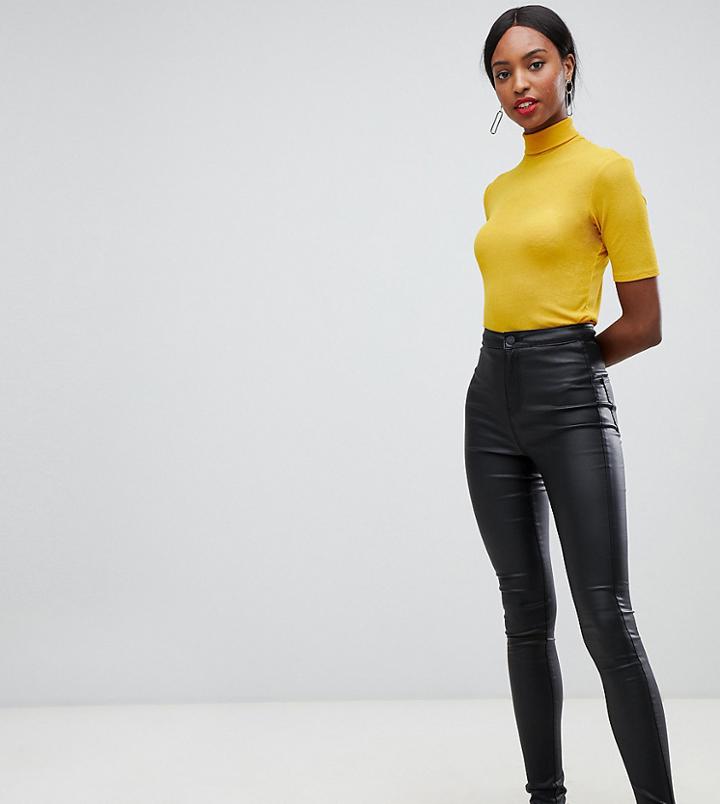 Noisy May Tall Coated Skinny Jeans - Black