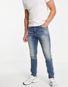 G-star Skinny Fit Distressed Jeans In Mid Wash-blues
