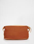 Asos Canvas And Leather Toiletry Bag In Tan - Tan