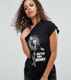 Asos Petite Halloween T-shirt With Superstar Skeleton Print - Black
