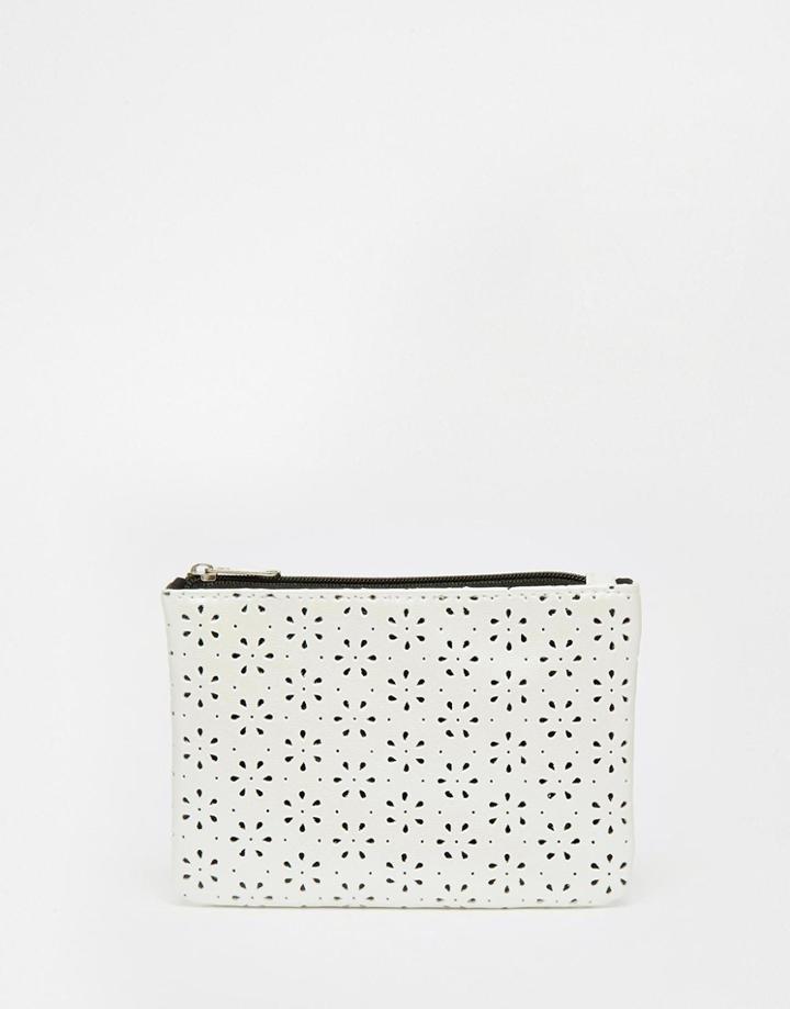 Asos Floral Cut Out Zip Top Coin Purse - White