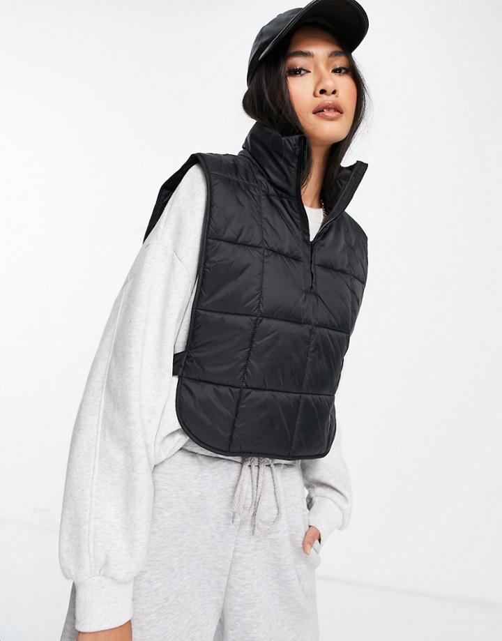 Selected Femme Quilted Vest In Black