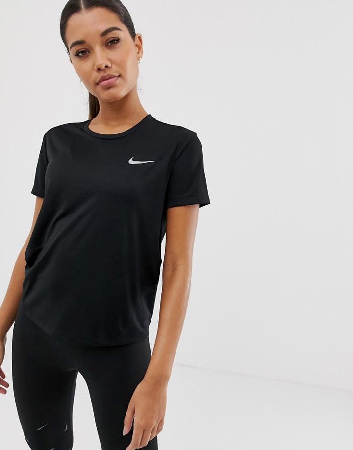 Nike Running Miler Short Sleeve Top In Black