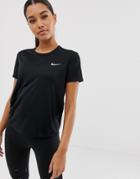 Nike Running Miler Short Sleeve Top In Black