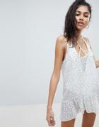 Missguided Chiffon Polka Dot Beach Dress - White