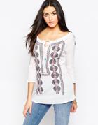 Qed London Embroidred Tunic Top - White