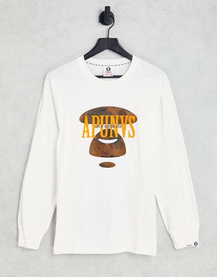 Aape By A Bathing Ape Hip Hop Print Long Sleeve Top In Off White