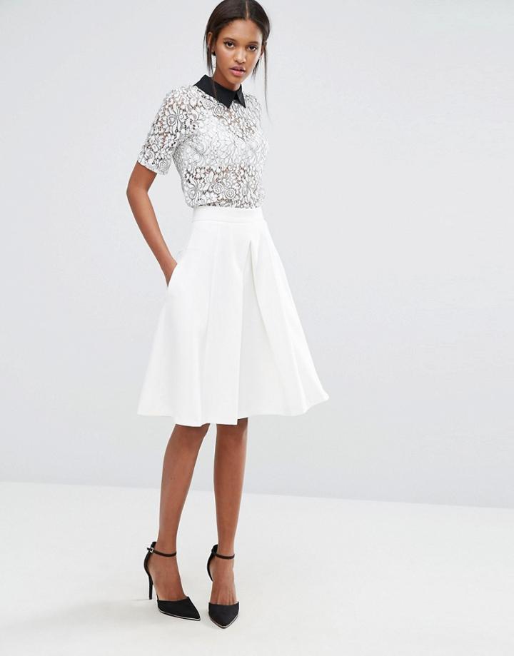 Closet Panel Front Vent Skirt - Cream
