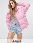 Lazy Oaf Padded Jacket With Cat Print - Pink
