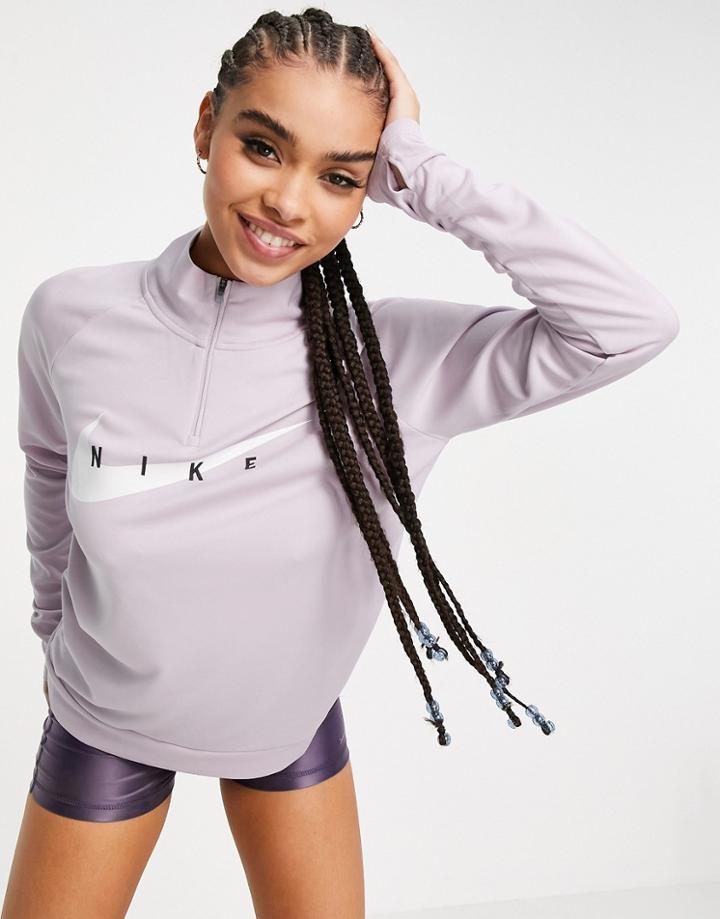 Nike Running Swoosh Midlayer Top In Lilac-purple