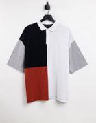 Asos Design Relaxed Polo T-shirt In Multi Color Block